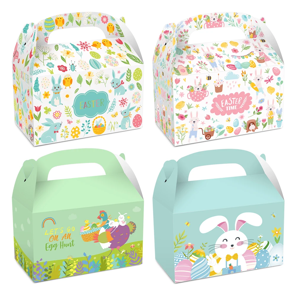 

DD005 4Pcs Cartoon Rabbit Egg Hunt Happy Easter Day Party Candy Gift Bag Portable Boxes Kids Easter Festival Decorating Box