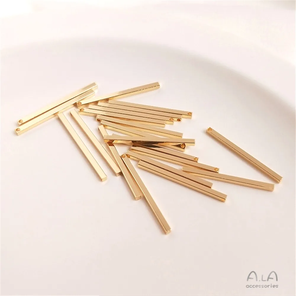 

14K Gold Filled Plated Earstick Earstick copper plated real gold square tube pendant handcrafted necklace earring DIY material