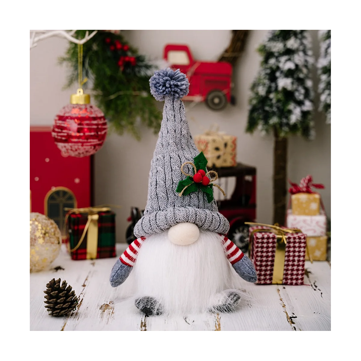 Рождественское украшение вязаная шапка с подсветкой кукла Рудольфа без лица