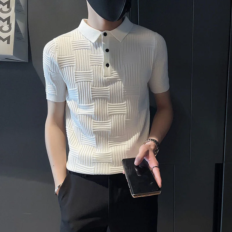 

Футболка-поло мужская Трикотажная, тонкая модная Облегающая рубашка с отворотом, из ледяного шелка, с коротким рукавом, тактическая бейсбол...