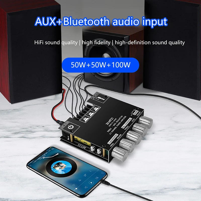 Плата усилителя Домашнего Кинотеатра 2x50 Вт + 100 2 1 канала Bluetooth 5