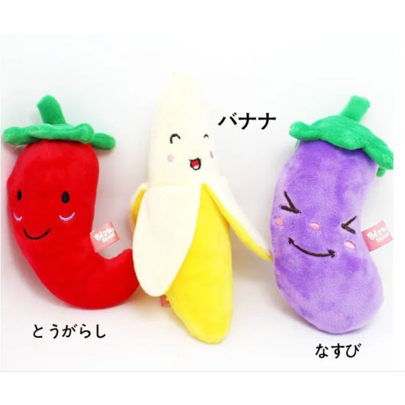 

New Fruit and Vegetable Shape Dog Toy Squeaky Kitten Puppies Interactive Plush Chewing Sound Toys Hot Pet Supplies Accessories
