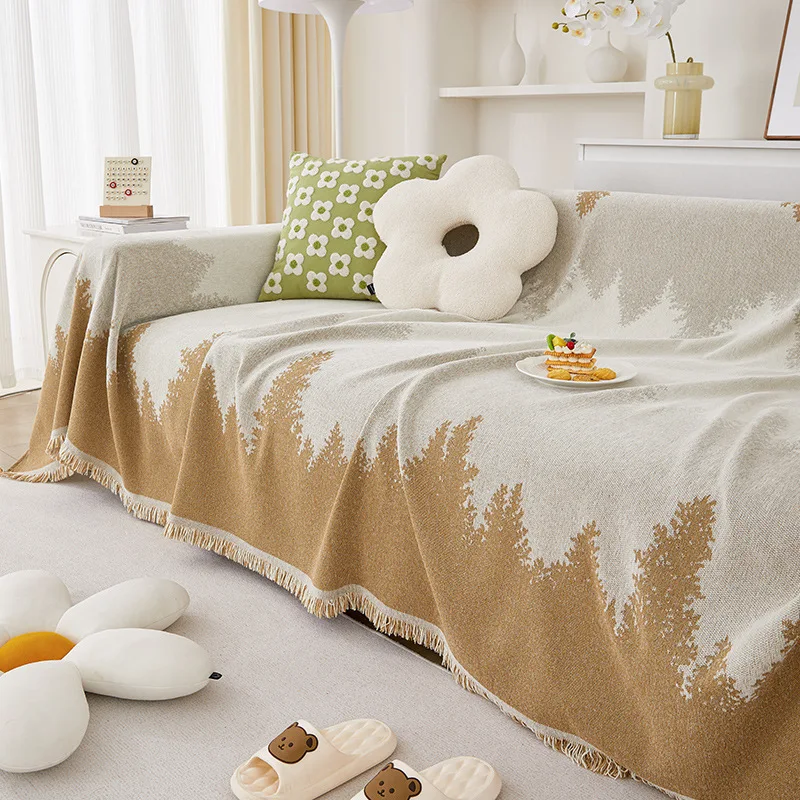 Полотенце для дивана с рисунком дерева из синели кисточкой чехол гостиной одеяло