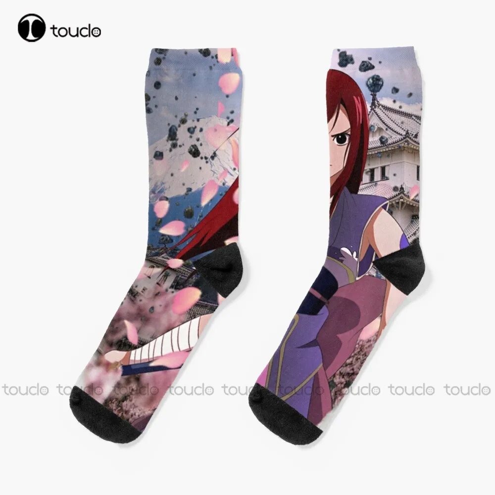 

Erza Scarlet Erza Fairy Tail Natsu Socks Cycling Socks High Quality Cute Elegant Lovely Kawaii Cartoon Sweet Cotton Sock 1Pair