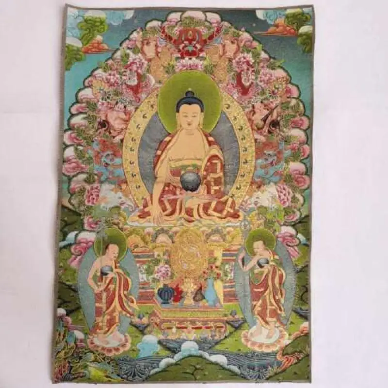 

36" Tibet Tibetan Cloth Silk Buddhism Tathagata Tangka Buddha Thangka Mural