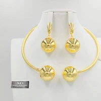 indian gold plated jewelry set female african bride gold necklace and earrings set dubai 24k nigerian wedding jewelry