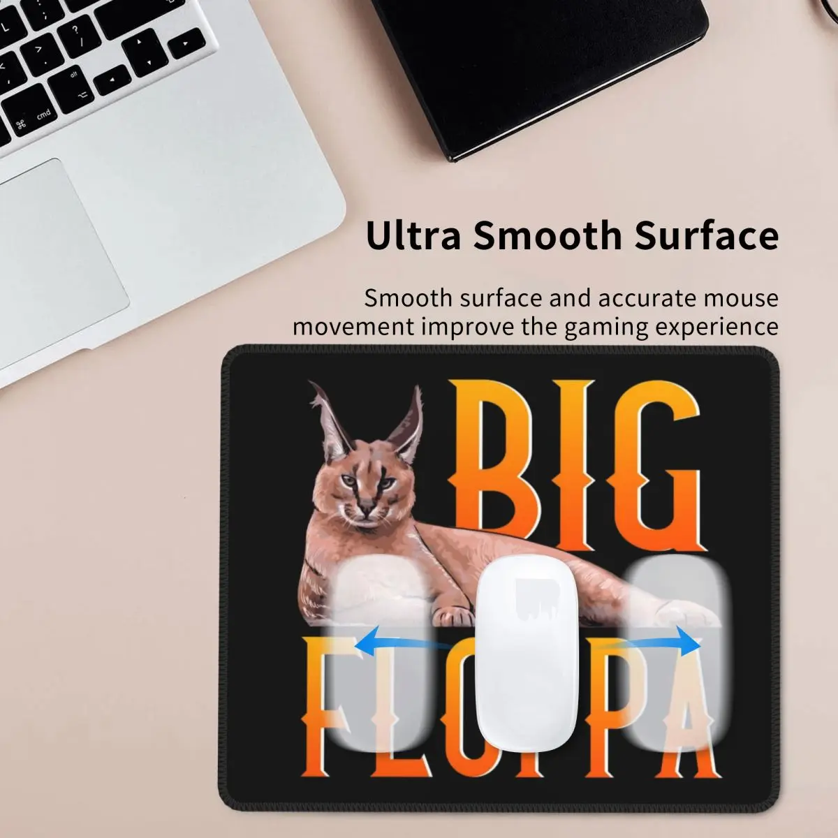 Большой коврик для мыши Floppa Cat Meme с фиксирующей кромкой удобный игровой