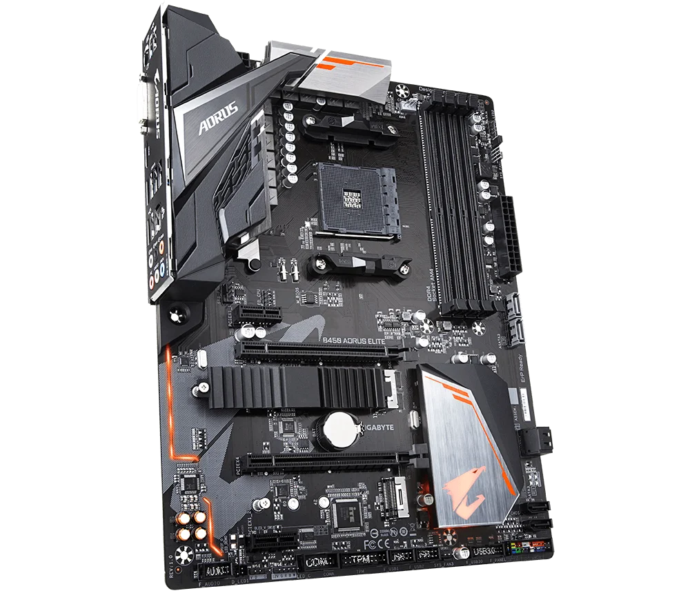 Gigabyte GA B450 AORUS ELITE материнская плата с разъемом AM4 DDR4 десктопная M.2 NVMe PCI-E X16 3 0 б/у |