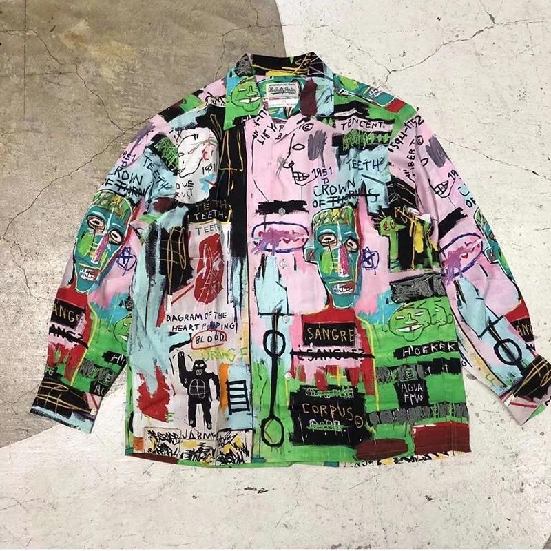 WACKO MARIA Hawaiian Shirt Oversized Graffiti Print Men Women 1:1 Wacko Maria Shirts