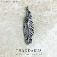 pendant black feather brand new fine jewelry europe 925 sterling silver accessories vintage gift for women men