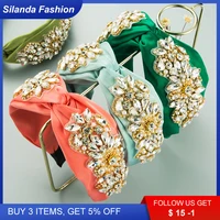 Silanda Fashion New Women's Fabric Headband Retro Kink Bohemian Glass Drill Setted Hair Band Hand-made Party Show Headdress