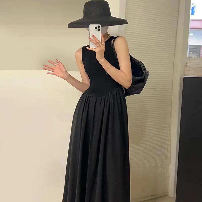 Длинное платье WDMSNA без рукавов длинное летнее элегантное в Корейском стиле для