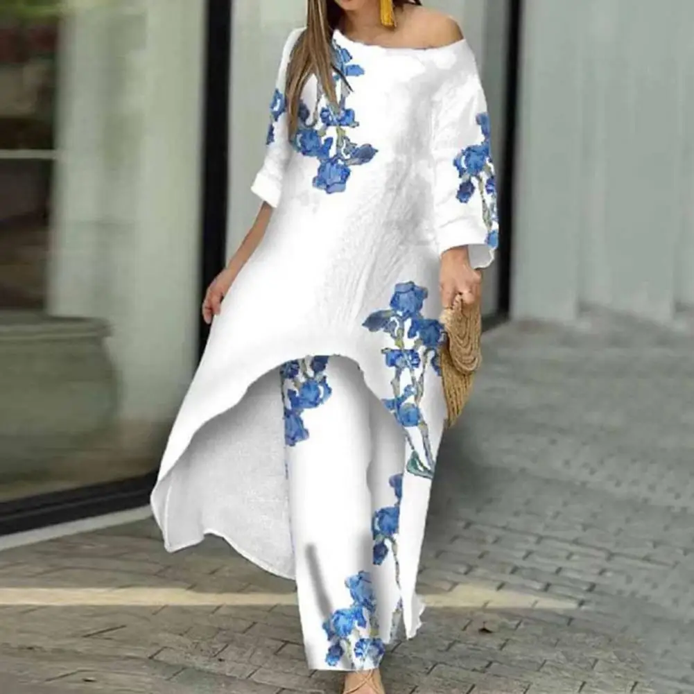 

Popular Breathable Irregular Hem 3D Cutting Women Casual Butterflies Printing Wide Leg Outfit Casual Outfit Dressing Up