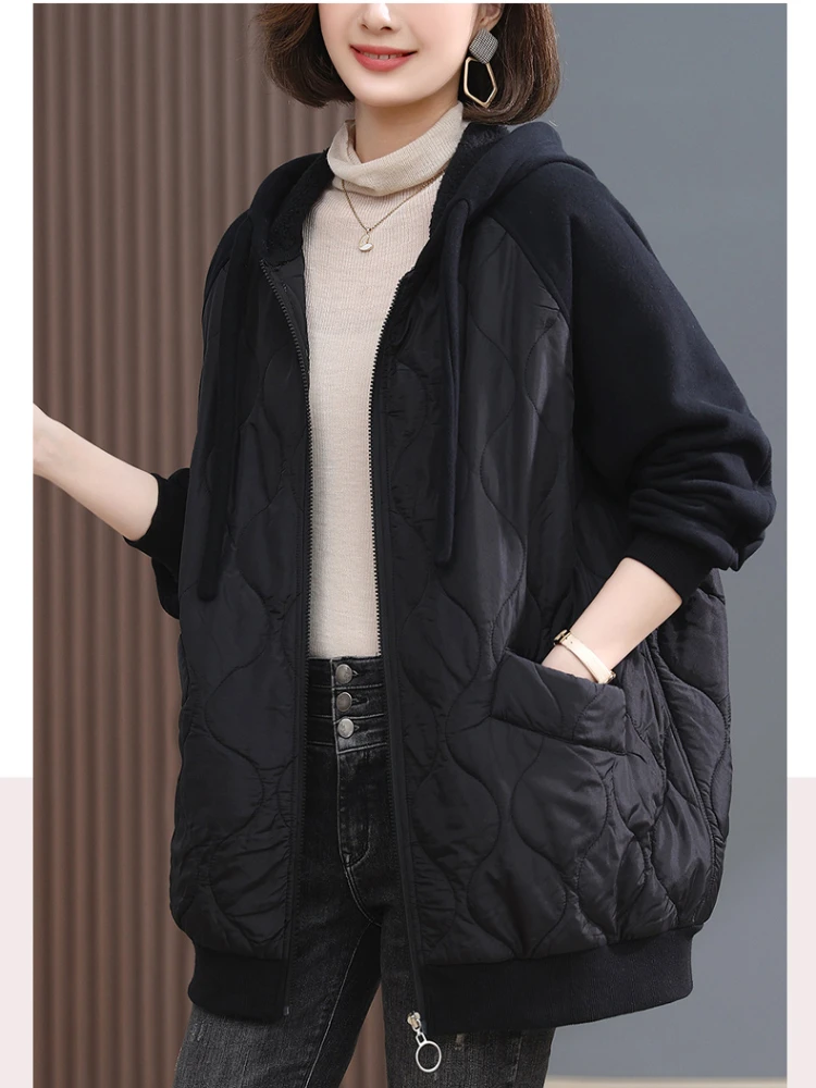 Women Jackets Winter Coat Jacket Solid Cotton Padded Warm Coats for Women Zippered Hooded Womens Tops Pockets Casual Thick Parka