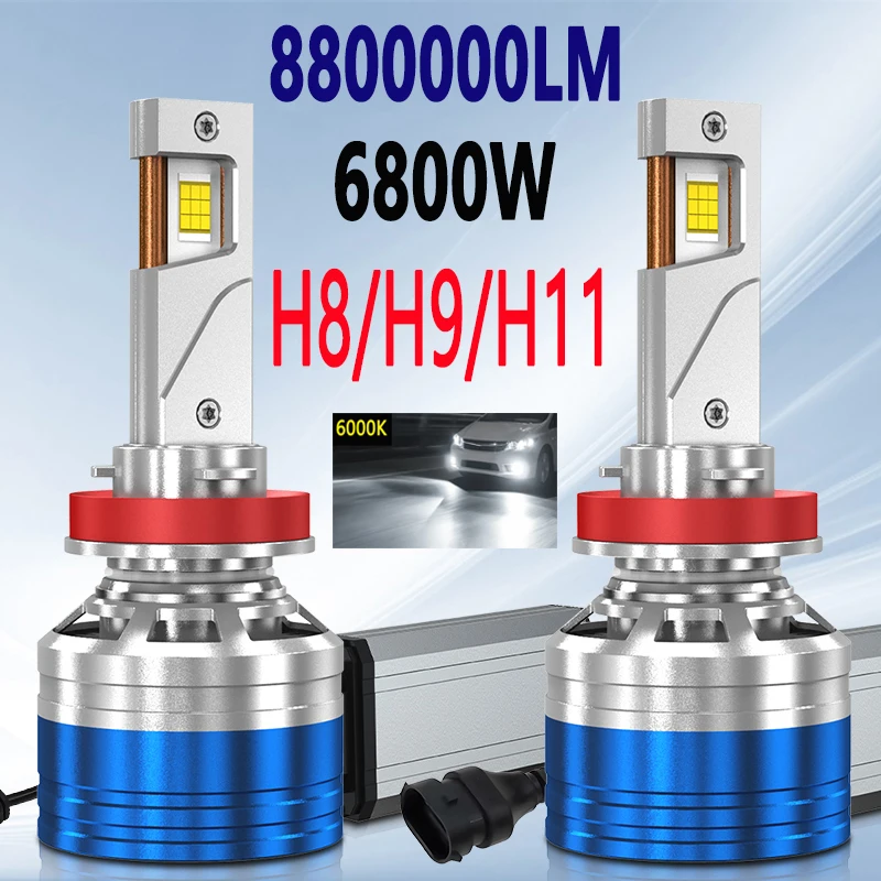 Фото 2 шт. H11 светодиодные автомобильные фары H8 H9 супер яркие 8800000LM Canbus высокой мощности 6800 Вт лампа светодиодная лампа турбо лампа 6000K белый 12 В 24 В №1