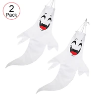 2pcs yard decorations ghost outdoor hanging ghost windsocks flag hanging