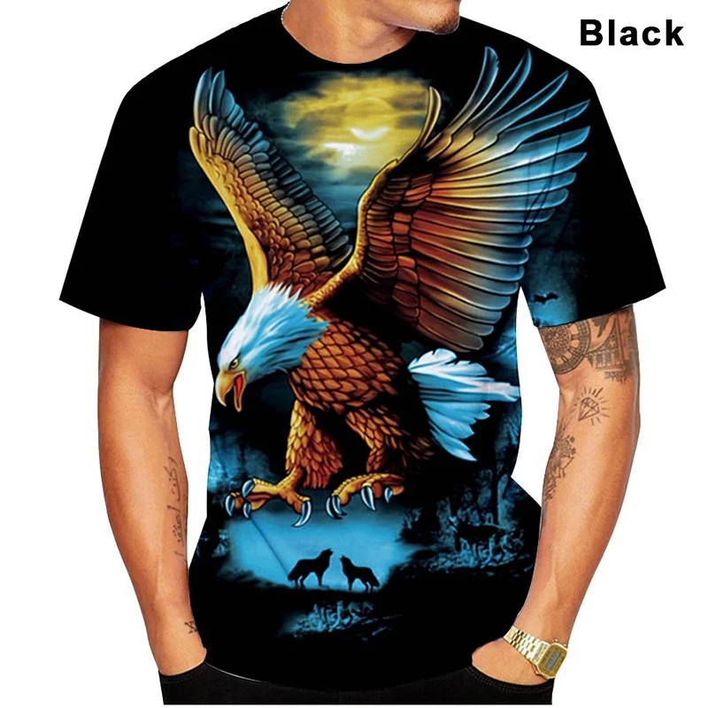 

Men Women Spring Sunmer 3D Eagle Printed Short Sleeves T Shirts Casual Fashion Round Neck Sport Tops XS-5XL