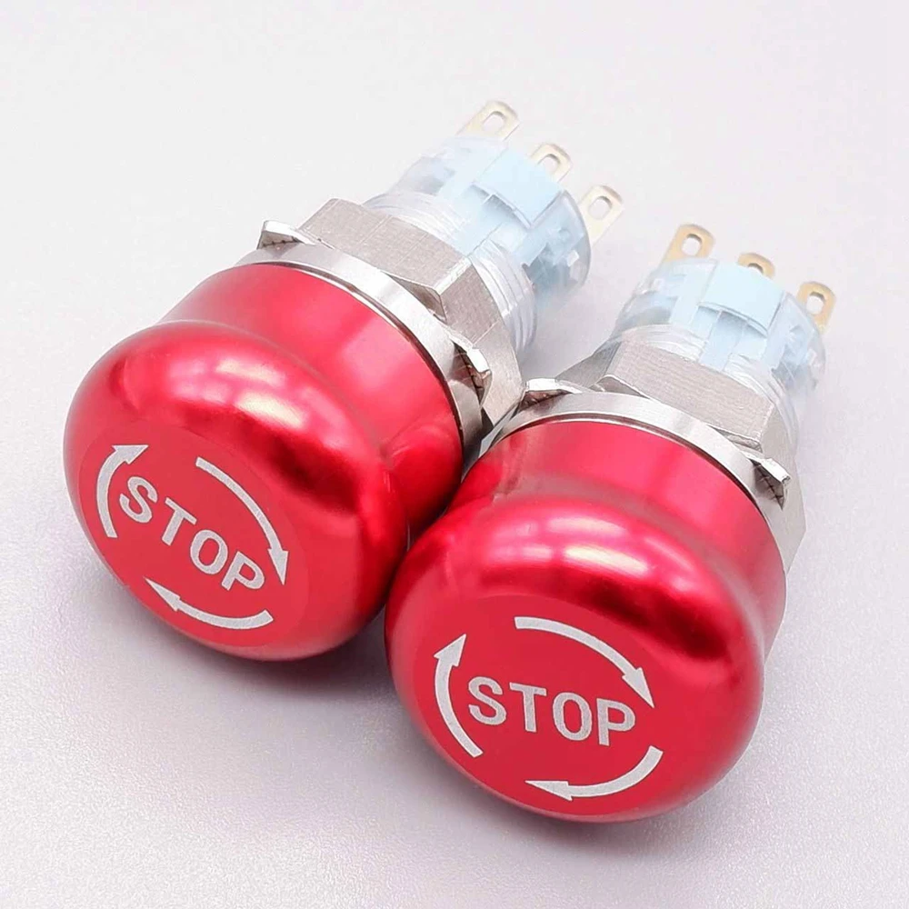 

16mm Emergency Stop Button Switch Metal Mushroom Push Button With Arrow Knob Rotary Switch 1NO1NC 2NO2NC Waterproof Level IP66