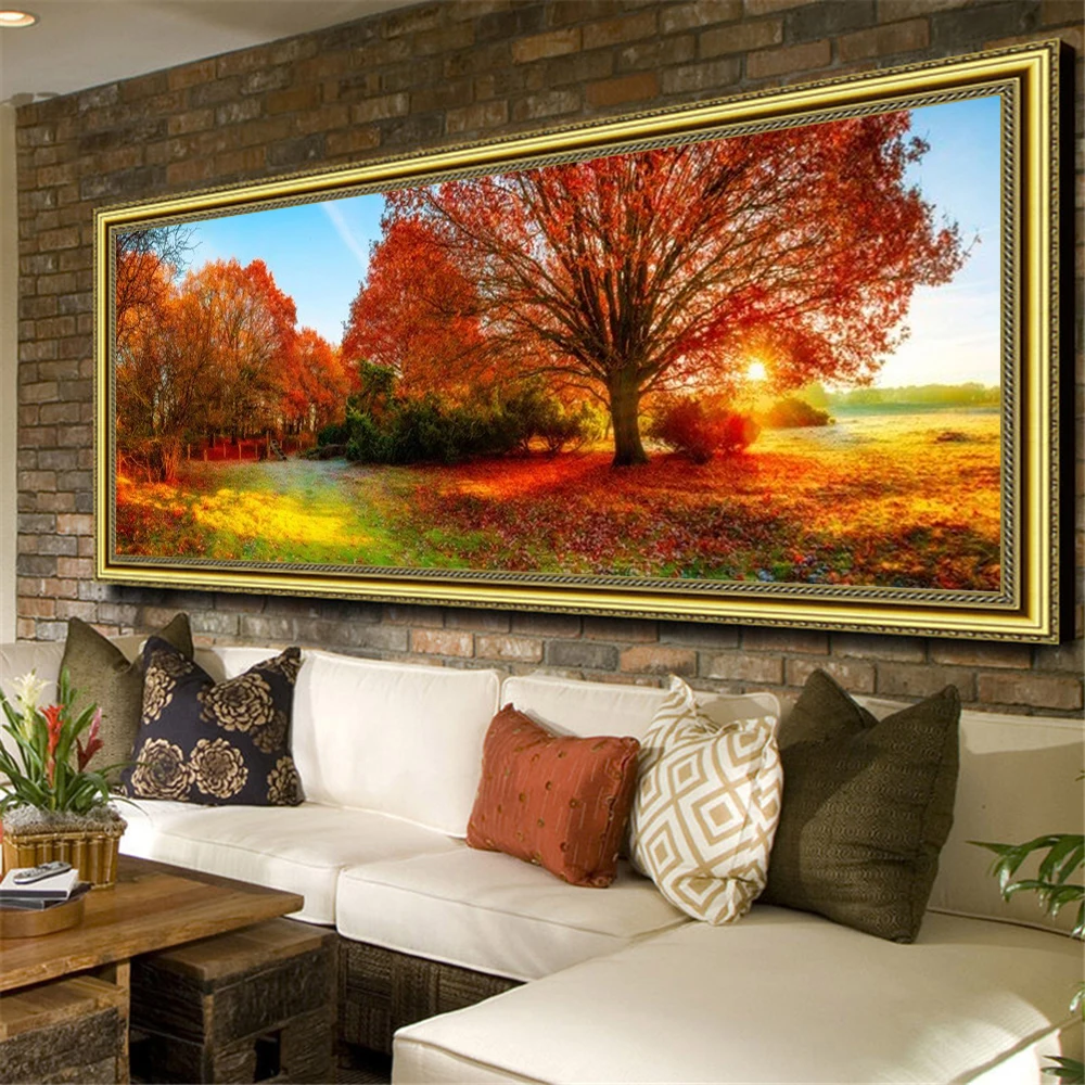 

DIY 5D Diamond Painting Kits Maple Trees Landscape Diamond Embroidery Wall Cross Stitch Living Room Bedroom Decor Art Painting