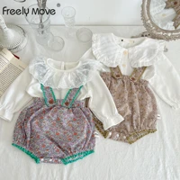 freely move 2022 autumn infant clothing baby floral romper newborn girls sleeveless romper toddler jumpsuits overalls outfits