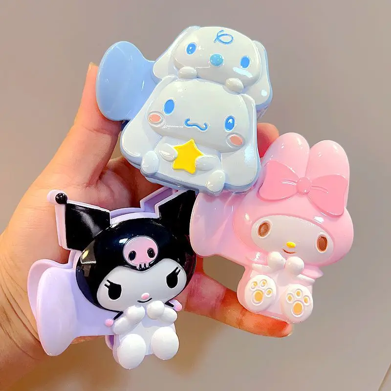 

Милый Sanrio Kuromi My Melody Cinnamoroll Hello Kitty Милая Акула клипса большая застежка зажим конфетных цветов заколка для волос милый головной убор