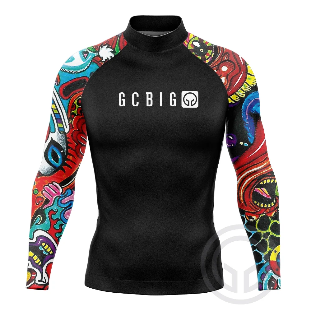 Одежда для серфинга мужская с длинным рукавом облегающая футболка плавания