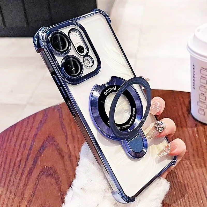 Фото Чехол для Xiaomi Redmi A5 A3 A7 Pro POCO C85 C75 C71 F6 X6 M6 F7 Pro с магнитным держателем, прозрачный, ударопрочный, с подставкой №4