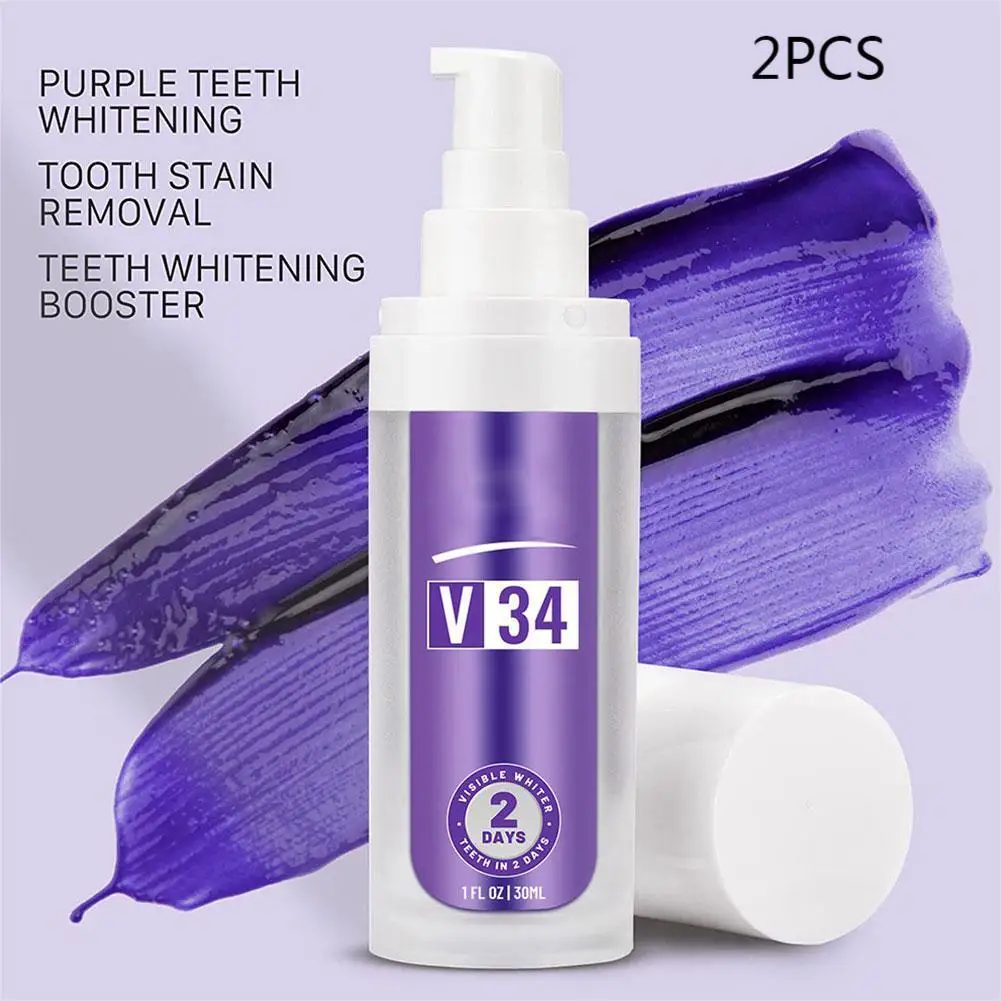 

V34 Colour Corrector Teeth Quickly Effective Whitening Toothpaste Remove Yellow Plaque Smoke Stain Dental Cleaning Product Oral