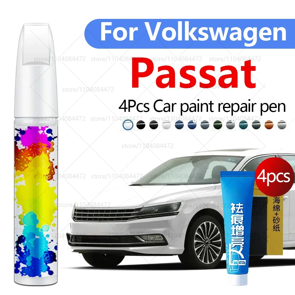 Фото Ручка для ремонта автомобильной краски для Volkswagen Passat 1973-2025 гг., аксессуары для ремонта царапин, 4 шт., черный LC9X, белый LC9A, красный L0G3, синий №1