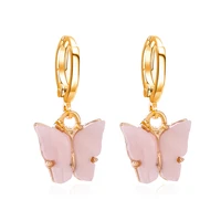 korean new fashion earrings acrylic butterfly shape jewelry small fresh sweet drop earing for woman cute best gifts