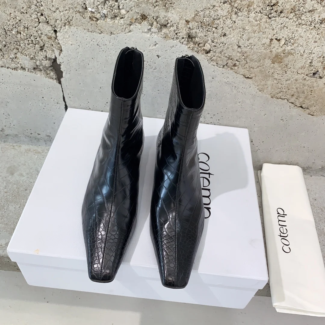 

Replica of International Brand Women's Shoes,Retro Square Toe Ankle Boots,Handmade,Genuine Leather,Chelsea,Low Heel,Quiet Luxury