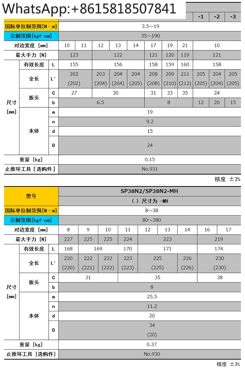 TOHNICHI динамометрический ключ с открытой головкой SP19N 38N2X 8 9 10 11 12 13 14