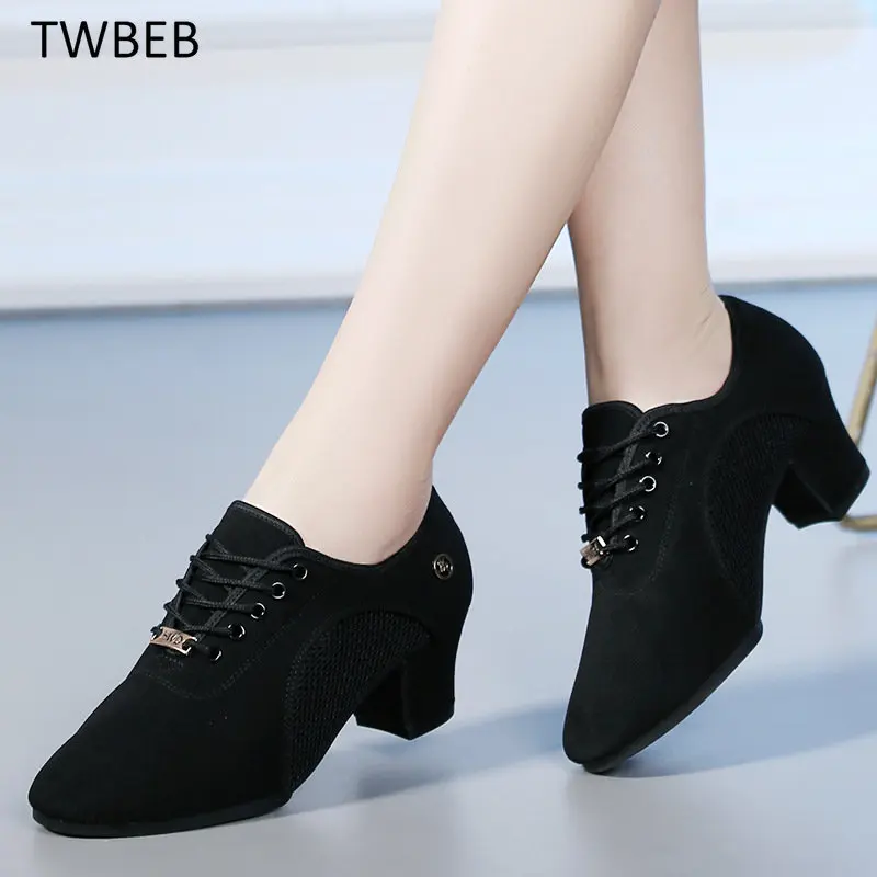 

Latin Ballroom Dance Shoes for Women Lace-up Practice Closed Toe Modern Salsa Dance Teaching Performance Dancing Shoes
