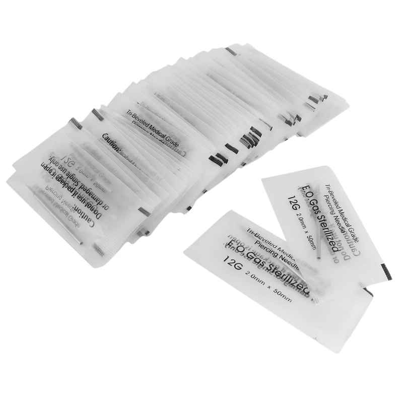 

100Pcs Disposable Sterile Body Piercing Needles Tattoo Piercing Needles for Navel Nipple Ear Nose Lip Fit Tattoo Machine