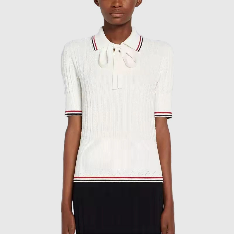 

Summer 2022 new trendy and elegant women's clothing knitted lapel mid-length sleeve top with mini skirt casual pants is suitable