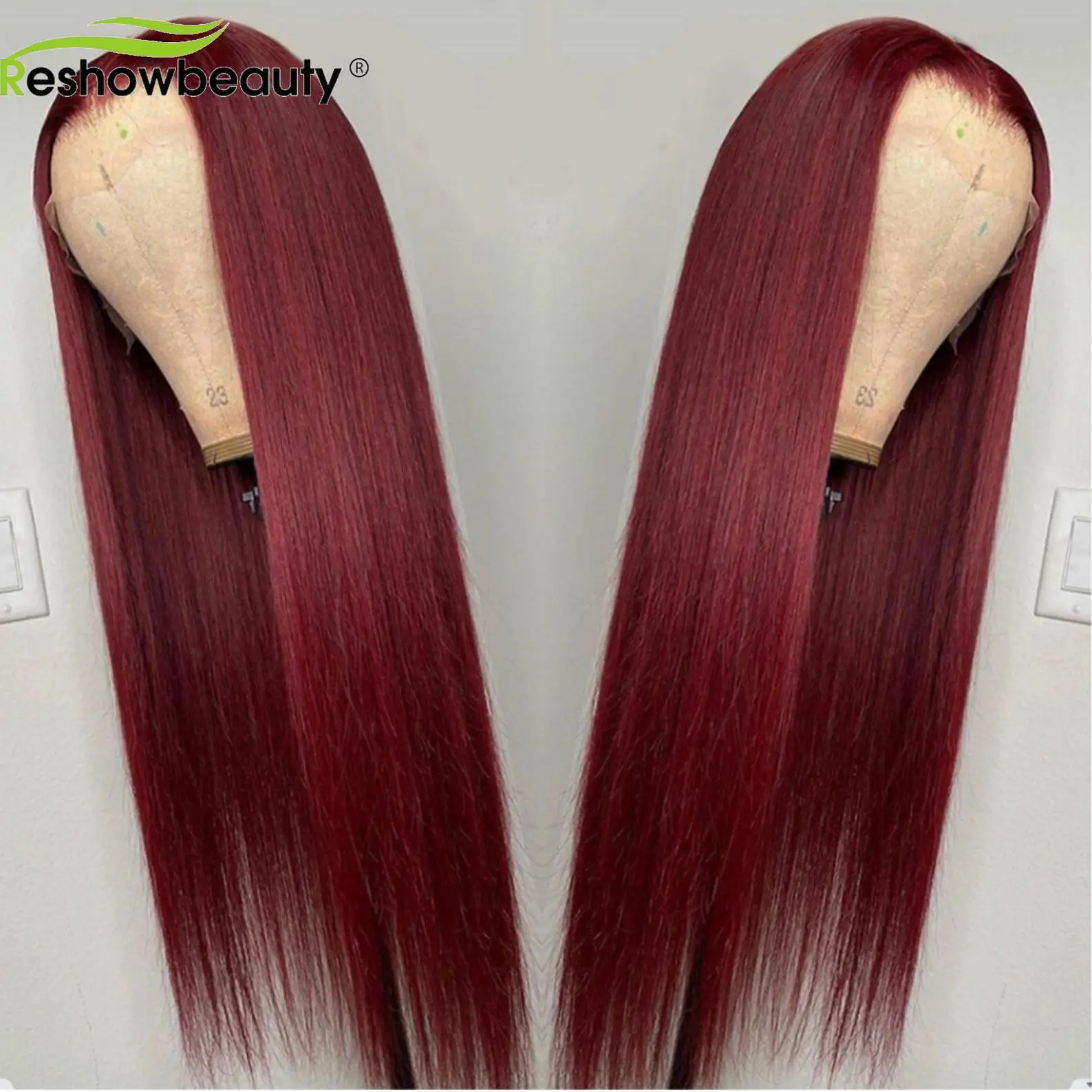 

99J Straight Lace Front Synthetic Wig Burgundy Hair Synthetic Lace Front Wigs 360 Full Lace Frontal Wig Heat Resistant Red