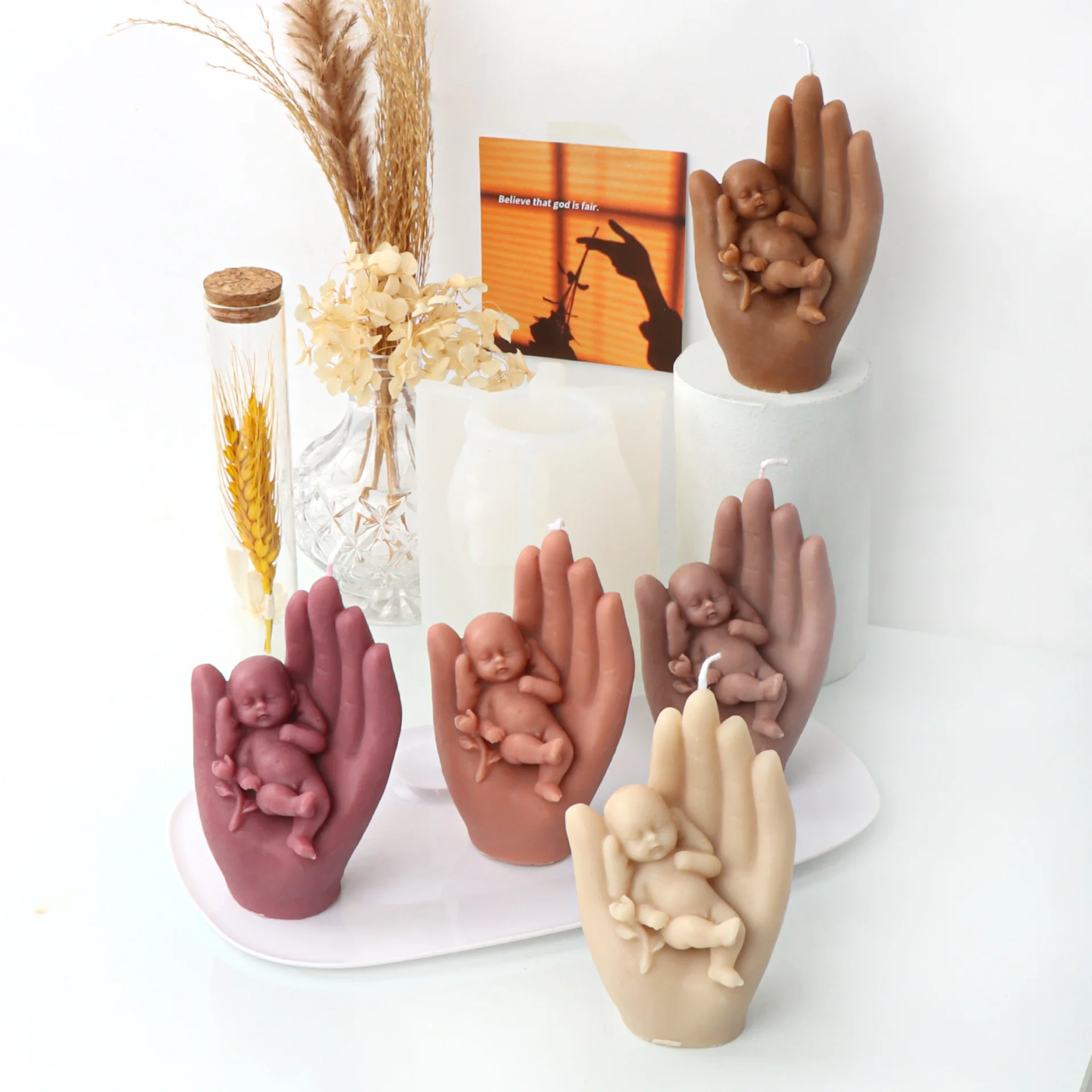 

Mini Palm Baby Silicone Mold Gypsum form DIY Handmade Plaster Candle Ornaments Handicrafts Mold Hand Gift Making Kitchen Tool