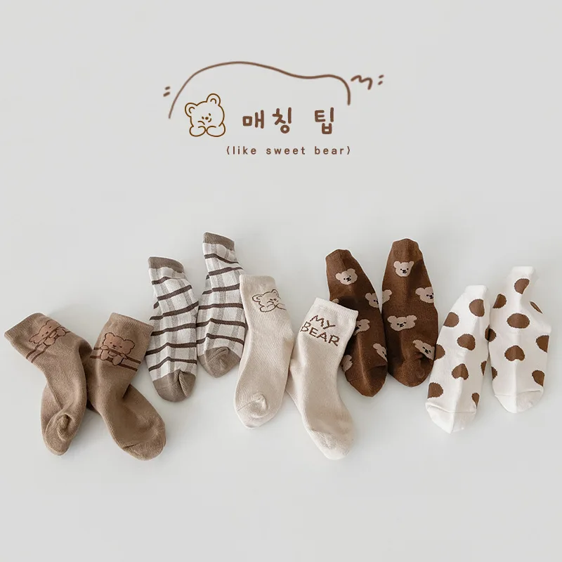 MILANCEL 2022 Autumn Baby Socks Bear Socks for Kids Dot Boys Sock