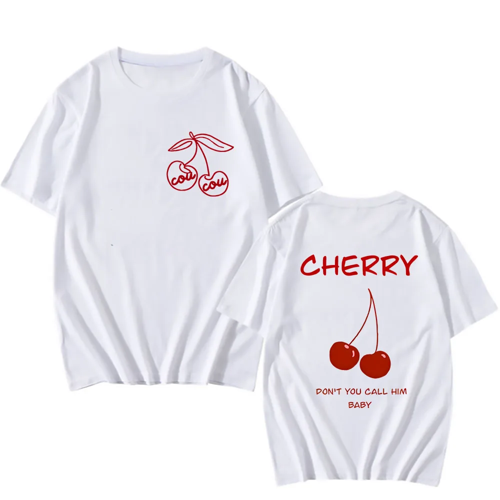 Футболка CouCou с принтом вишни 100% хлопок футболки буквенным для мужчин и женщин