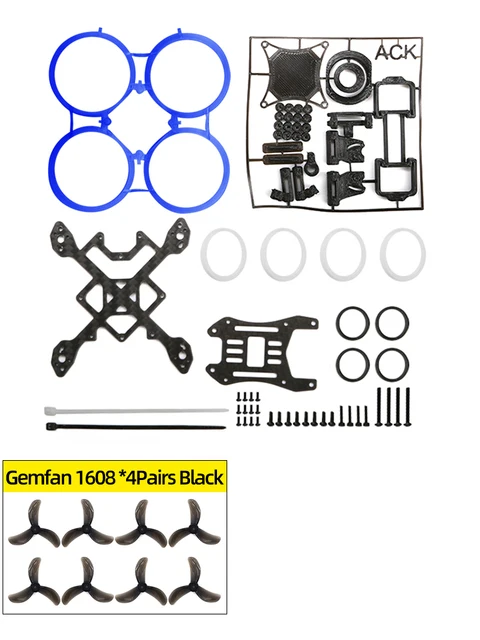 ACK80 Attacking Chicken FPV Drone Blue 2S frame kit + 8x Gemfan 1608 Black props