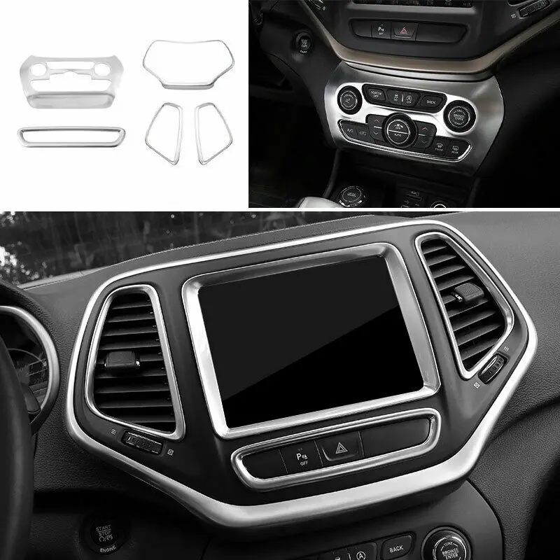 

Для Jeep Cherokee 2014-2018 Серебряная панель управления приборной панели