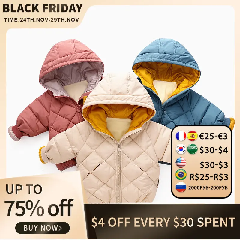 

Children's Down Coat Winter Boys Girls Cotton-padded Parka & Coats Thicken Warm Long Jackets Toddler Kids Outerwear Dropship