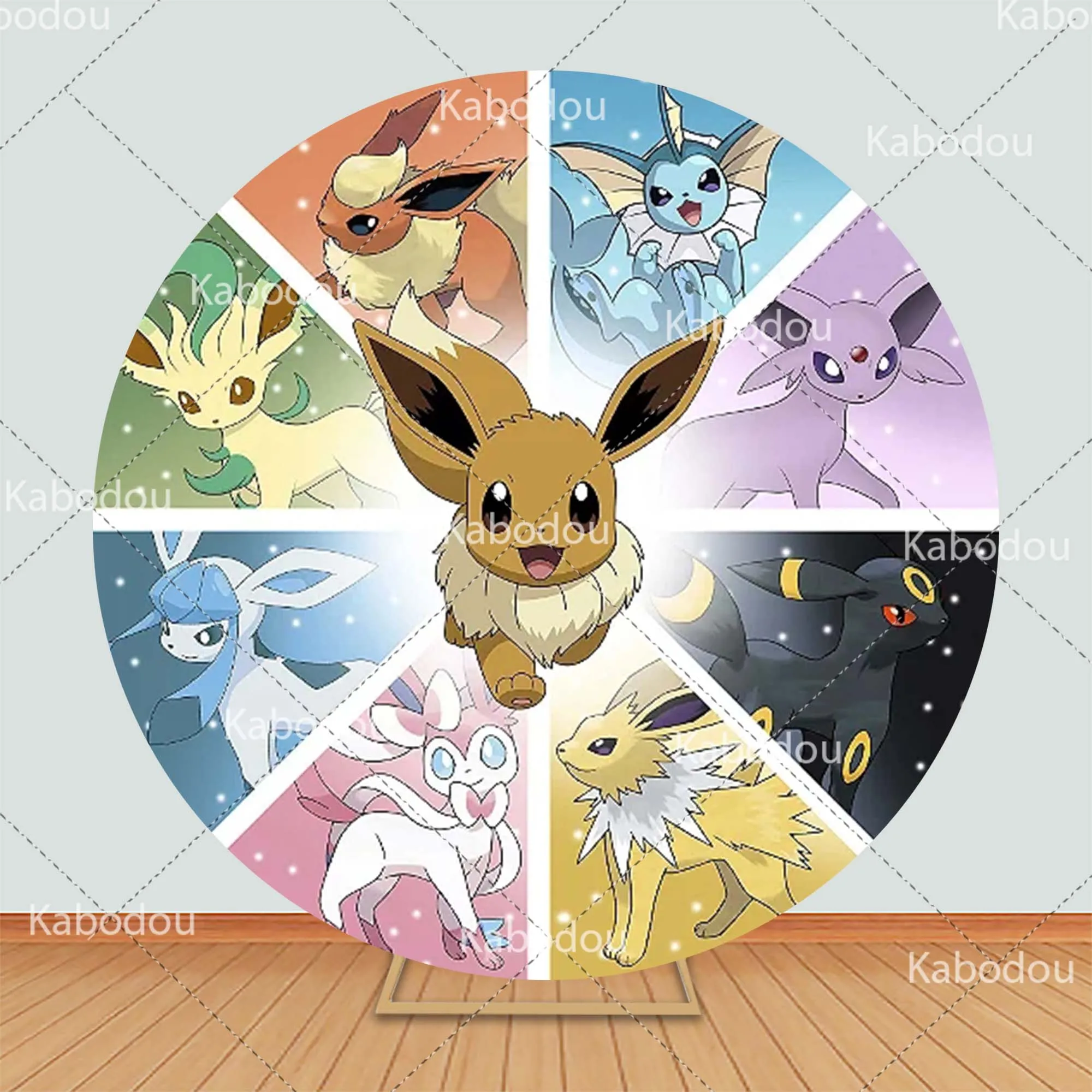 Pokemon Round Backdrop Kids Birthday Party Decoration Cartoon Photo ...