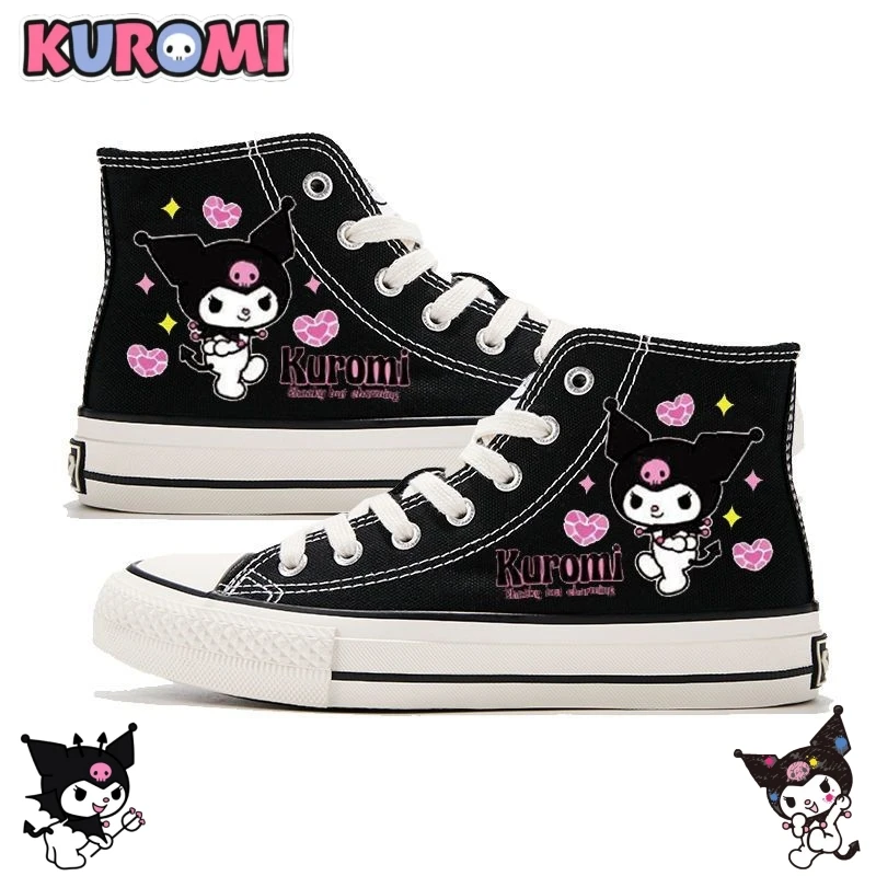 

2023 Summer Devil Kuromi Anime Sweet Cool Y2K Girl High Top Canvas Shoes Kawaii Girl Students Japanese Style Casual Sneakers