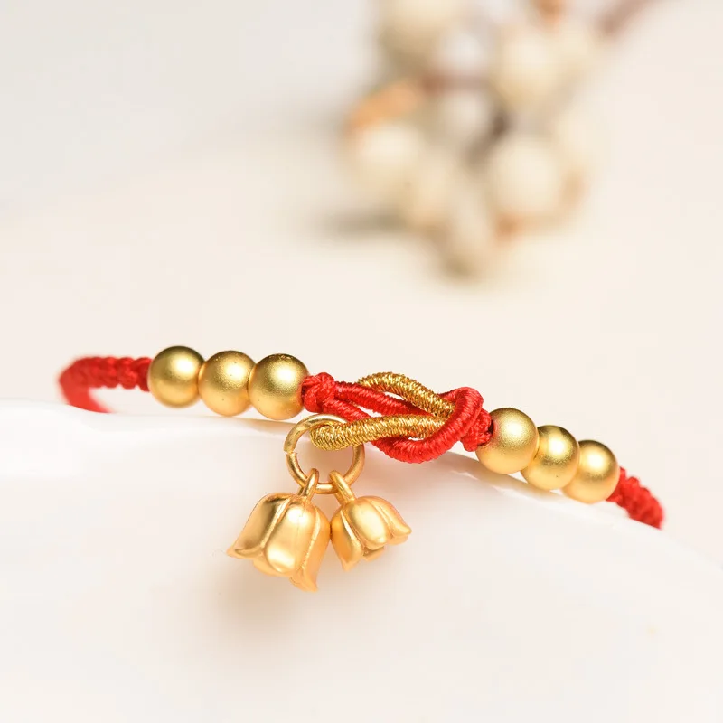 Плетеный подвесной браслет Convallaria Majalis женский красный веревочный для студентов