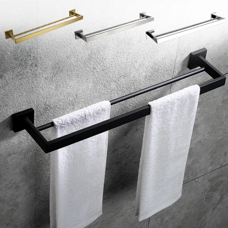 

Towel Rack Holder Stainless Steel Double Towel Bars Wall Mounted 60cm Towel Bar Bathroom Accessories Gold/Brushed/Mirror/Black