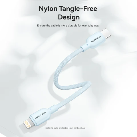 Короткий кабель USB Type C Vention 17 см, 3A, 27 Вт, кабель Lightning для iPhone 14 13 12, кабель Power Bank, кабель для быстрой зарядки данных