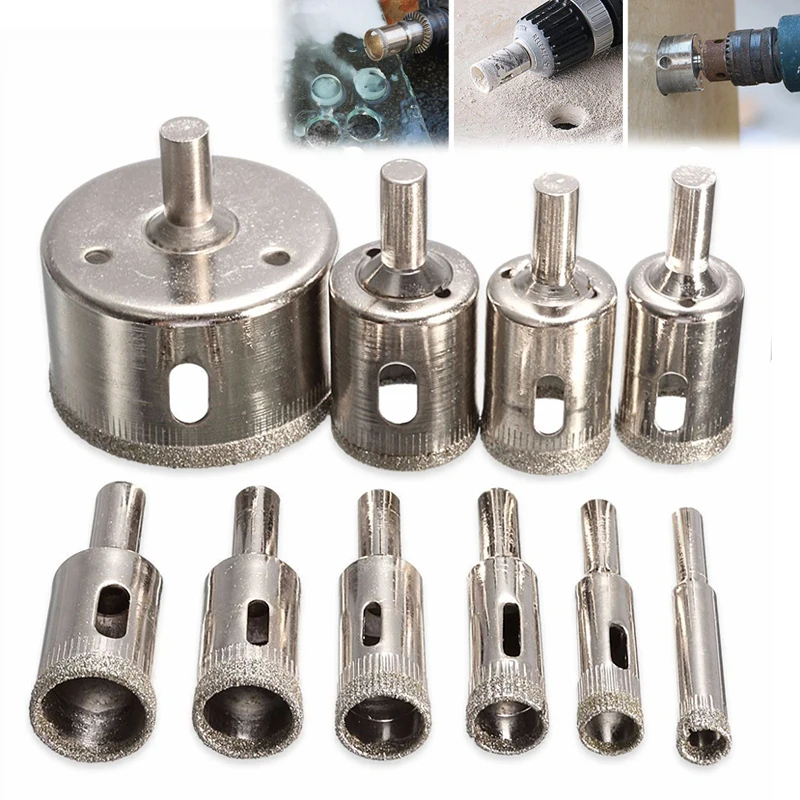 6-30mm 10pcs Diamond Coated Hss Drill Bit Set Tile Marble Glass Ceramic Hole Saw Open Drilling Bits Diamond Core Bit Power Tools