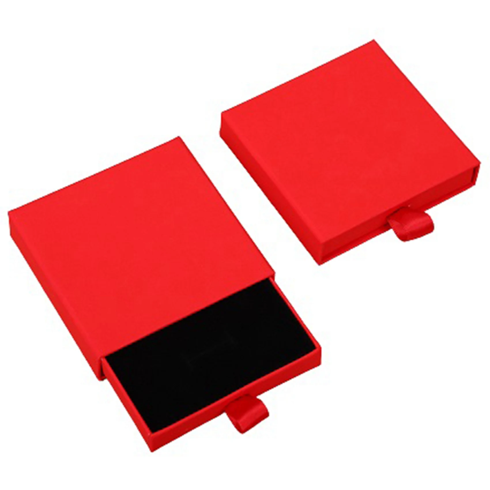 

Paper Drawer Packaging Box Greeting Card Necklace Bracelet Gift Package Case Boxes Jewelry Storage Box(Red)8X8X1.7cm