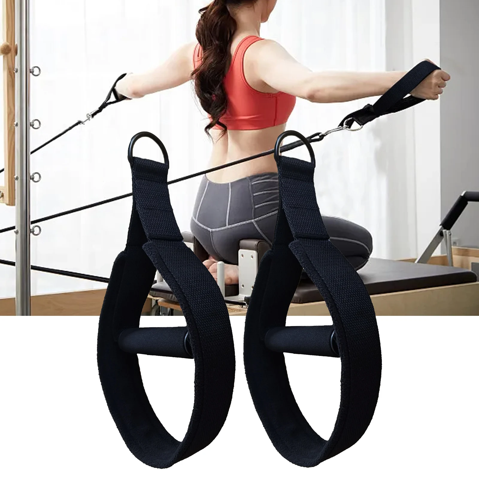 

2pcs Double Loop Pilates Circle Foot Straps W/ D-rings For Foot Reformer Fitness Equipment Straps Pilate Exercise Training Belt